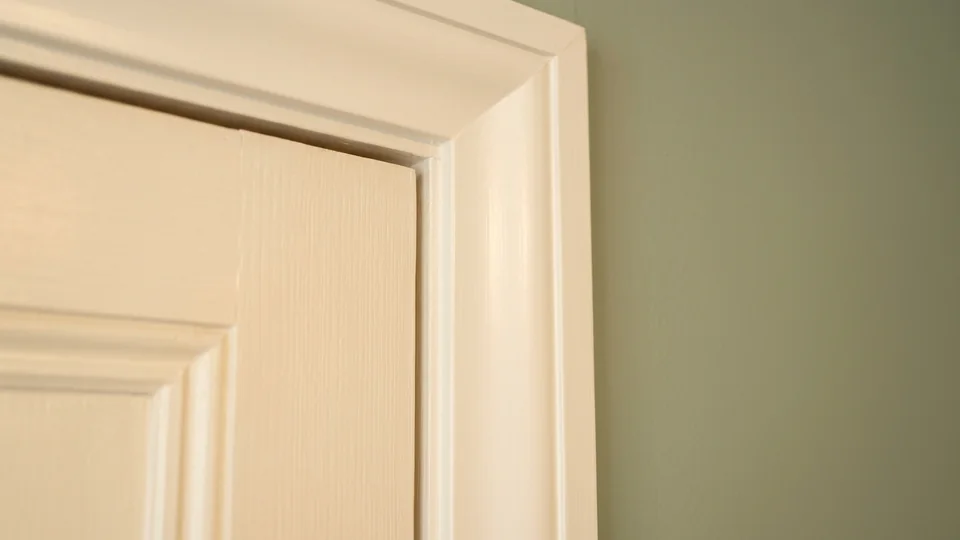 A rented flat's front door with intact trim and no fixings