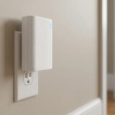 Plug-in doorbell chime in a wall outlet
